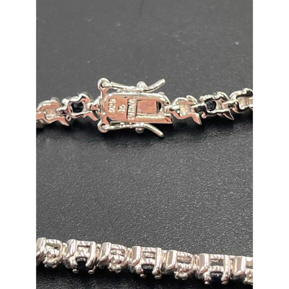Ross Simon Sterling Silver Rhodium Plating Sapphire Diamond Chip Tennis Bracelet - Picture 6 of 8